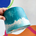 Teal Blue and Putty Jesmonite Pot - Sprouts of Bristol