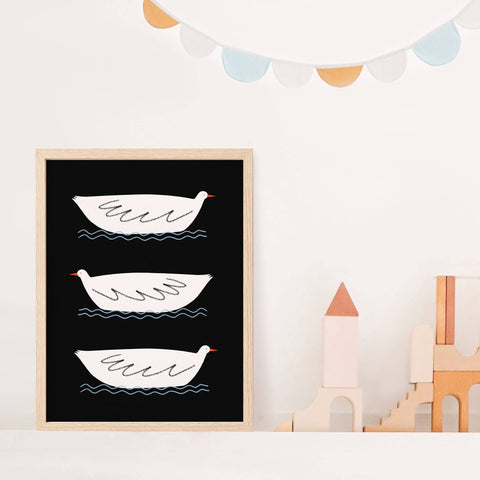 Three Little Ducks Art Print | Nursery Wall Art | Children's - Sprouts of Bristol