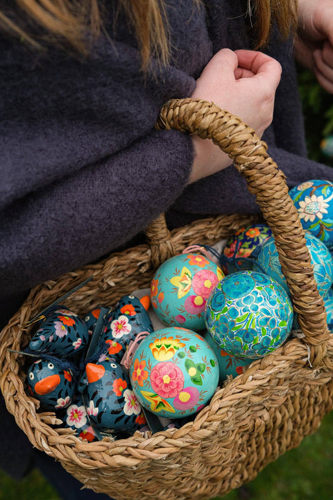 Turquoise Flowers Bauble - Sprouts of Bristol