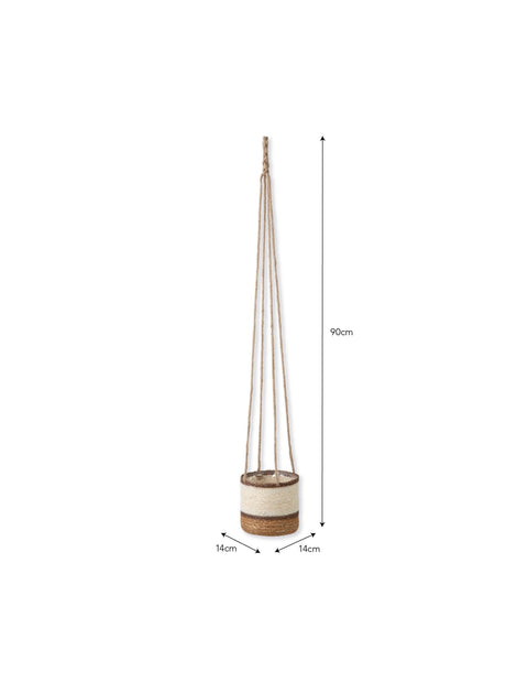 Woven Hanging Plant Pot – Cream & Brown Multi Stripe - Sprouts of Bristol