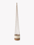 Woven Hanging Plant Pot – Cream & Brown Multi Stripe - Sprouts of Bristol