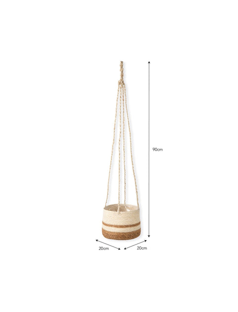 Woven Hanging Plant Pot – Cream Striped - Sprouts of Bristol