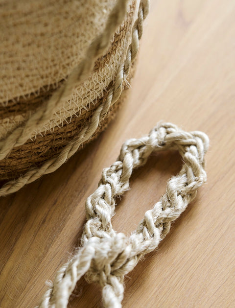 Woven Hanging Plant Pot – Cream Striped - Sprouts of Bristol