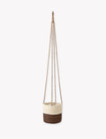 Woven Hanging Plant Pot – Half Stripe in Antique Brown - Sprouts of Bristol
