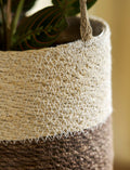 Woven Hanging Plant Pot – Half Stripe in Antique Brown - Sprouts of Bristol