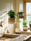 Woven Hanging Plant Pot – Orange & Cream Stripe - Sprouts of Bristol
