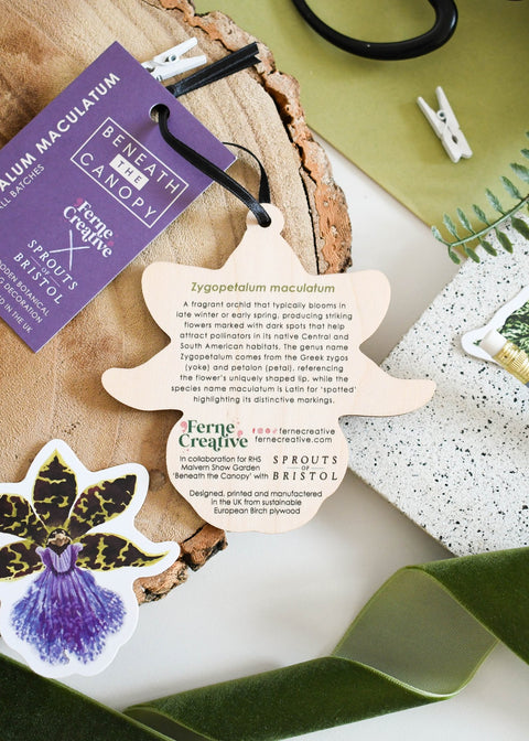 Zygopetalum Orchid Wooden Decoration [Beneath the Canopy RHS Collab] - Sprouts of Bristol