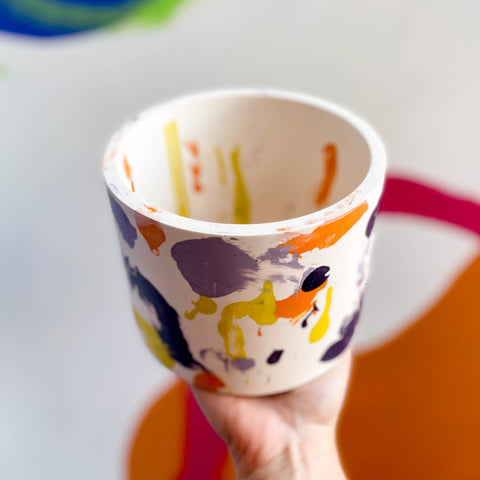 Abstract Purple and Orange Jesmonite Pot - Sprouts of Bristol