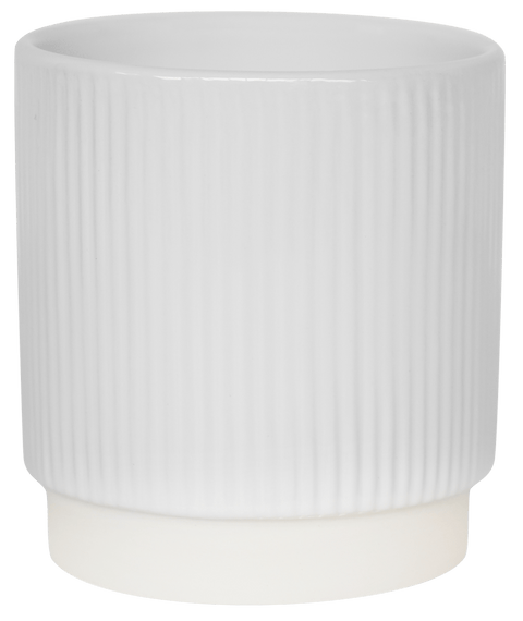 Athens Reactive Glazed Ribbed Planter in White - Sprouts of Bristol