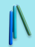 BLUE PINSTRIPES Dip Dye Dinner Candles Trio - Sprouts of Bristol