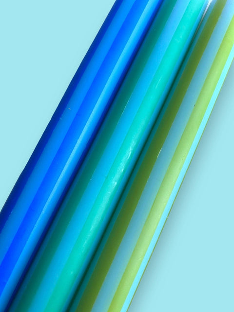BLUE PINSTRIPES Dip Dye Dinner Candles Trio - Sprouts of Bristol