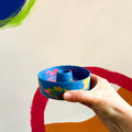Bright Blue, Pink and Yellow Abstract Jesmonite Candle Basin Holder - Sprouts of Bristol