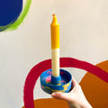 Bright Blue, Pink and Yellow Abstract Jesmonite Candle Basin Holder - Sprouts of Bristol