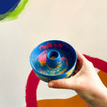 Bright Blue, Pink and Yellow Abstract Jesmonite Candle Basin Holder - Sprouts of Bristol