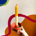 Bright Coral and Green Abstract Jesmonite Candle Basin Holder - Sprouts of Bristol
