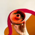 Bright Coral and Green Abstract Jesmonite Candle Basin Holder - Sprouts of Bristol