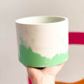 Bright Green and White Jesmonite Pot - Sprouts of Bristol