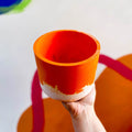 Bright Orange and White Jesmonite Pot - Sprouts of Bristol
