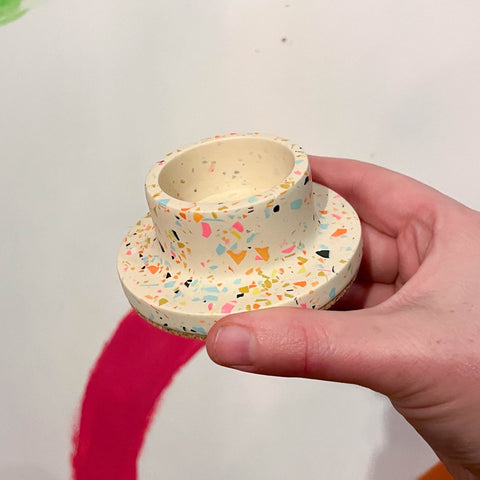 Cream & Neon Terrazzo Jesmonite Tea Light Candle Holder - Sprouts of Bristol
