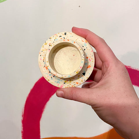 Cream & Neon Terrazzo Jesmonite Tea Light Candle Holder - Sprouts of Bristol