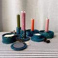 Dark Blue Terrazzo Jesmonite Candle Sticker Holder - Sprouts of Bristol