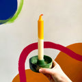 Dark Green Abstract Jesmonite Candle Basin Holder - Sprouts of Bristol