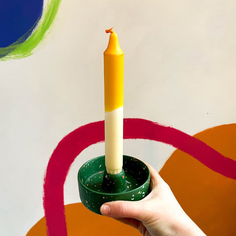 Dark Green Terrazzo Jesmonite Candle Basin Holder - Sprouts of Bristol