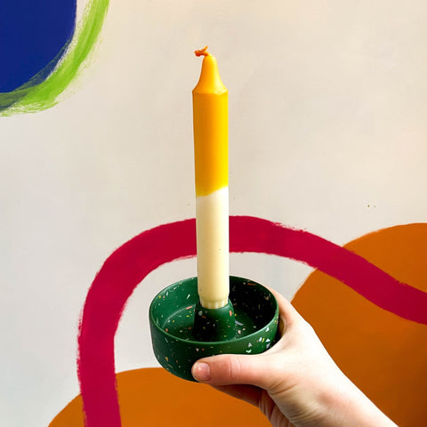 Dark Green Terrazzo Jesmonite Candle Basin Holder - Sprouts of Bristol