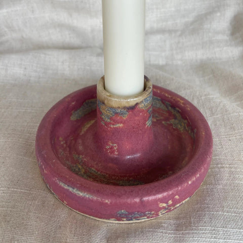 Dark Pink Ceramic Candlestick Holder - Sprouts of Bristol