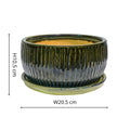 Emerald Round Reactive Glaze Bonsai Planter - Sprouts of Bristol