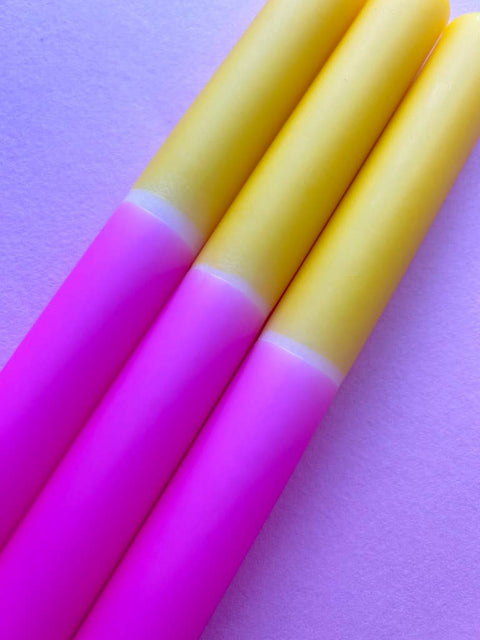 FLAXEN FUSCIA Dip Dye Dinner Candle Trio - Sprouts of Bristol