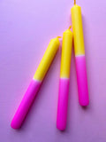 FLAXEN FUSCIA Dip Dye Dinner Candle Trio - Sprouts of Bristol