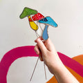 Iridescent Stained Glass Mushroom Suncatcher Plant Stake - Sprouts of Bristol