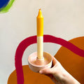 Light Pink, Yellow and White Abstract Candle Basin Holder - Sprouts of Bristol