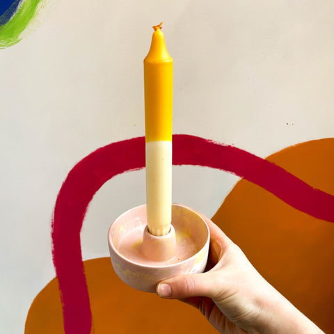 Light Pink, Yellow and White Abstract Candle Basin Holder - Sprouts of Bristol