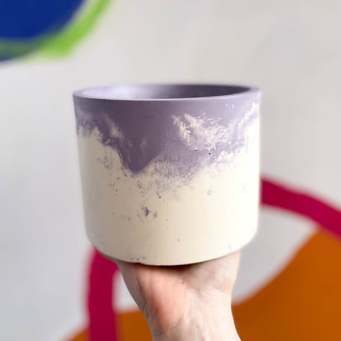 Lilac and White Jesmonite Pot - Sprouts of Bristol