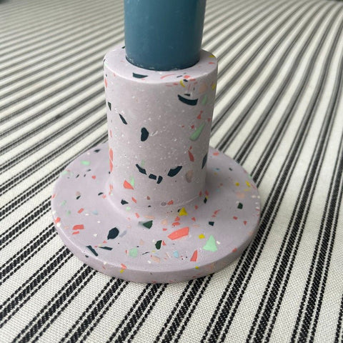 Lilac Terrazzo Jesmonite Candle Stick Holder - Sprouts of Bristol