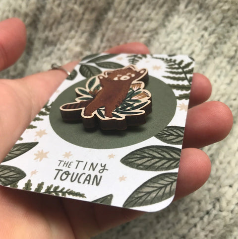 Little Red Panda Pin - Sprouts of Bristol