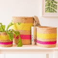 Mazao - Fluoro Pink and Yellow Woven Basket - Sprouts of Bristol