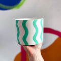 Mint Green Squiggles Jesmonite Pot - Sprouts of Bristol