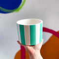 Mint Green Stripes Jesmonite Pot - Sprouts of Bristol