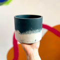 Muted Blue and White Jesmonite Pot - Sprouts of Bristol