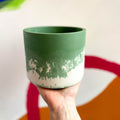 Muted Green and White Jesmonite Pot - Sprouts of Bristol