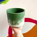 Muted Green and White Jesmonite Pot - Sprouts of Bristol