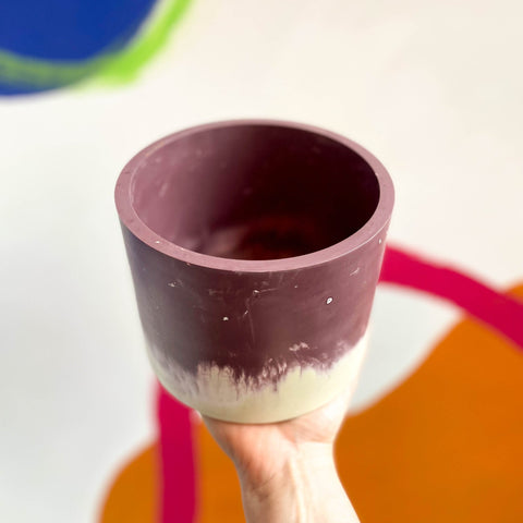 Muted Purple and White Jesmonite Pot - Sprouts of Bristol
