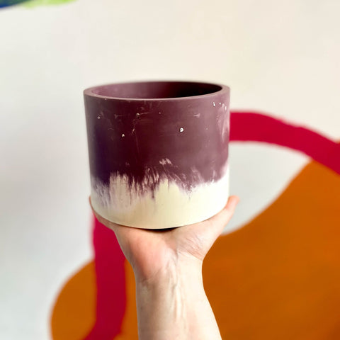 Muted Purple and White Jesmonite Pot - Sprouts of Bristol