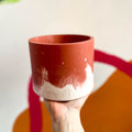 Muted Red and White Jesmonite Pot - Sprouts of Bristol