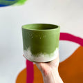 Olive Green and Putty Jesmonite Pot - Sprouts of Bristol