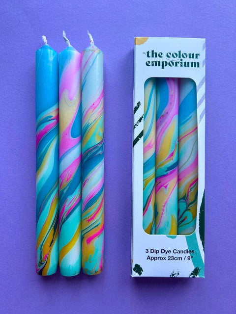 PAINTED - Marbled Dinner Candle Trio - Sprouts of Bristol