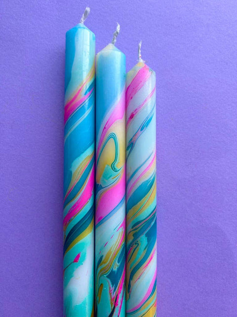 PAINTED - Marbled Dinner Candle Trio - Sprouts of Bristol
